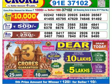 Dear lottery 1 PM Result 18.07.2026
