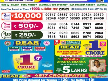 Dear lottery 6 PM Result 23.07.2026