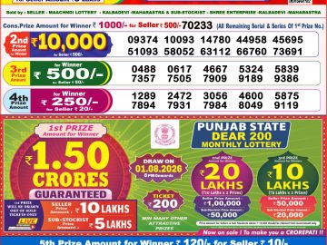 Dear lottery 8 PM Result 23.07.2026