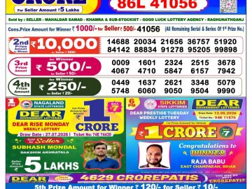 Dear lottery 6 PM Result 29.07.2026