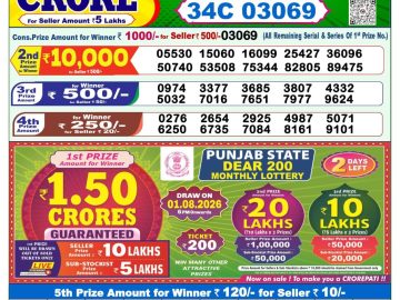 Dear lottery 1 PM Result 30.07.2026