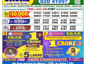 Dear lottery 1 PM Result 31.07.2026