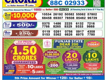 Dear lottery 1 PM Result 01.08.2026