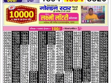 Golden Star Saturday Weekly lottery 08.30PM 01.08.2026