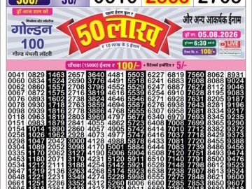 Golden Star Tuesday Weekly lottery 08.30PM 04.08.2026