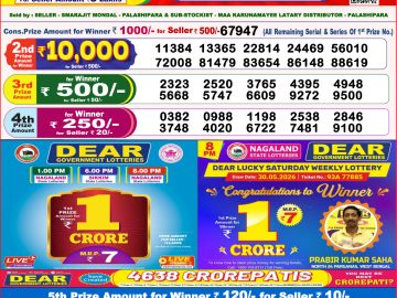 Dear lottery 8 PM Result 05.08.2026