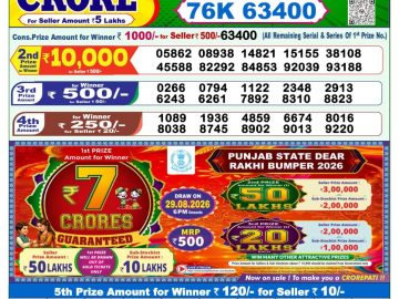 Dear lottery 1 PM Result 07.08.2026