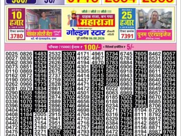 Golden Star Saturday lottery 08.30PM 08.08.2026