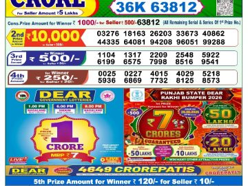 Dear lottery 1 PM Result 11.08.2026