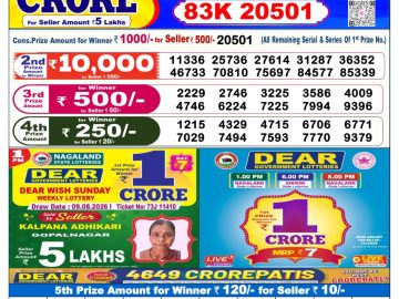 Dear lottery 6 PM Result 11.08.2026