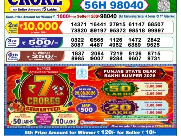 Dear lottery 1 PM Result 14.08.2026