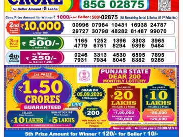 Dear lottery 8 PM Result 14.08.2026