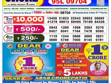 Dear lottery 6 PM Result 16.08.2026