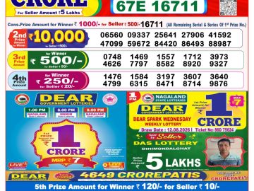 Dear lottery 8 PM Result 16.08.2026