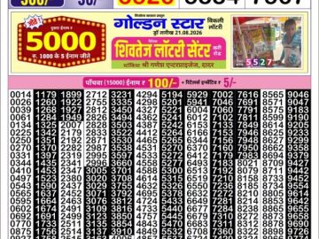 Golden Star Saturday Weekly lottery 08.30PM 22.08.2026