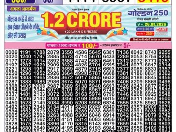 Golden Star Sunday Weekly lottery 08.30PM 23.08.2026