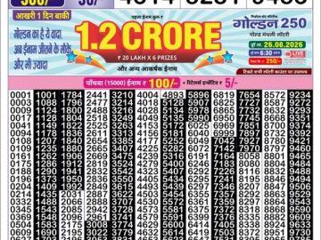 Golden Star Monday Weekly lottery 08.30PM 24.08.2026