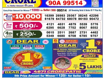 Dear lottery 6 PM Result 26.08.2026