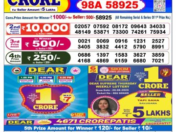 Dear lottery 6 PM Result 28.08.2026