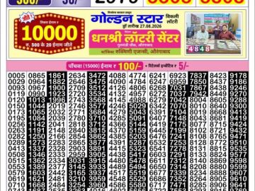 Golden Star Friday Weekly lottery 08.30PM 28.08.2026