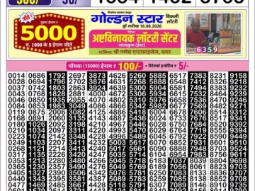 Golden Star Monday lottery 08.30PM 17.08.2026