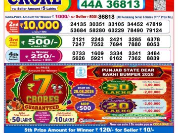 Dear lottery 8 PM Result 13.08.2026