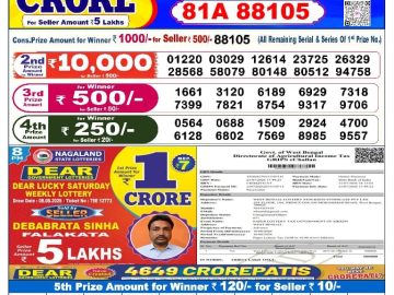Dear lottery 6 PM Result 10.08.2026