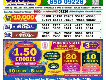 Dear lottery 1 PM Result 02.09.2026