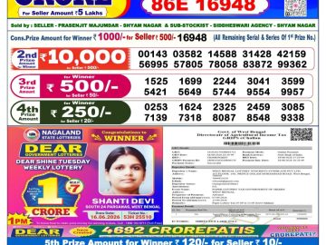 Dear lottery 6 PM Result 07.09.2026