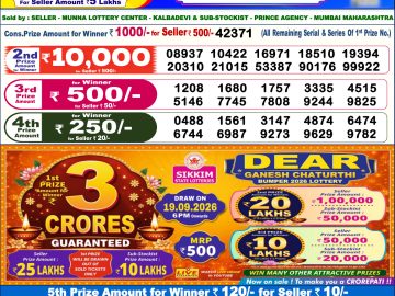 Dear lottery 6 PM Result 08.09.2026