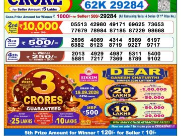 Dear lottery 1 PM Result 09.09.2026
