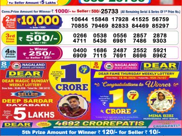 Dear lottery 8 PM Result 09.09.2026