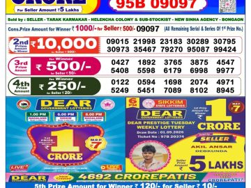 Dear lottery 6 PM Result 11.09.2026