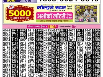 Golden Star Friday lottery 08.30PM 11.09.2026