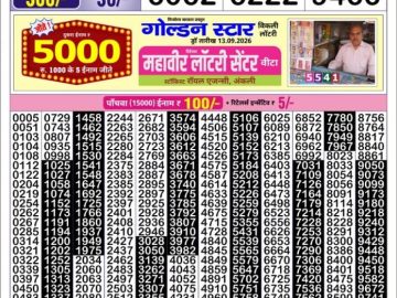 Golden Star Monday lottery 08.30PM 14.09.2026