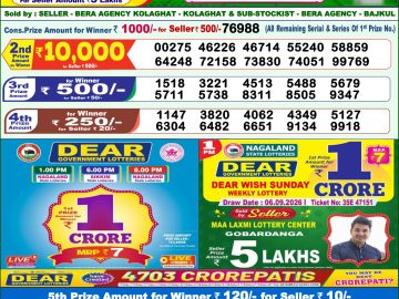 Dear lottery 1 PM Result 16.09.2026