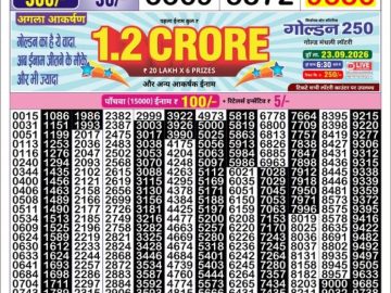 Golden Star Thursday lottery 08.30PM 17.09.2026