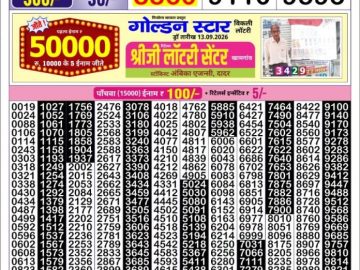Golden Star Saturday lottery 08.30PM 19.09.2026