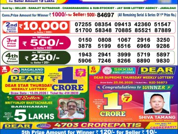 Dear lottery 6 PM Result 19.09.2026