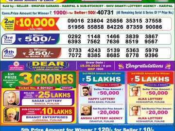 Dear lottery 1 PM Result 20.09.2026