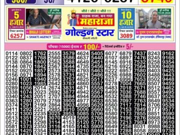 Golden Star Sunday lottery 08.30PM 20.09.2026