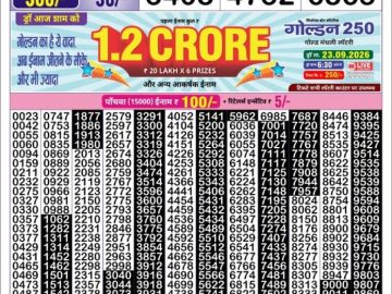 Golden Star Tuesday lottery 08.30PM 22.09.2026