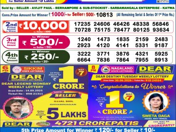 Dear lottery 6 PM Result 23.09.2026