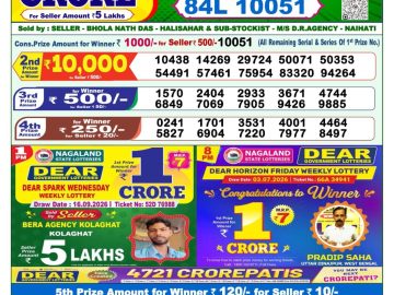 Dear lottery 1 PM Result 25.09.2026