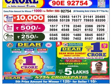 Dear lottery 6 PM Result 29.09.2026