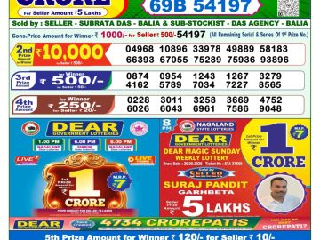 Dear lottery 1 PM Result 30.09.2026