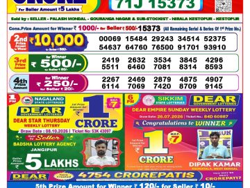 Dear lottery 8 PM Result 13.10.2026