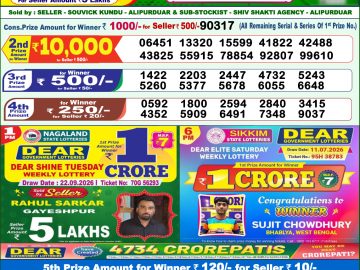 Dear lottery 1 PM Result 01.10.2026