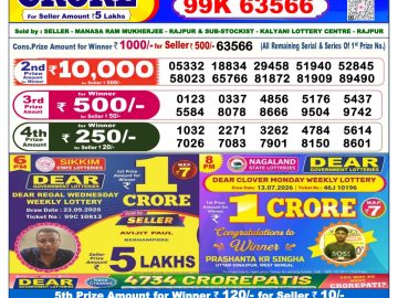 Dear lottery 6 PM Result 03.10.2026