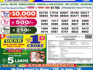 Dear lottery 6 PM Result 05.10.2026